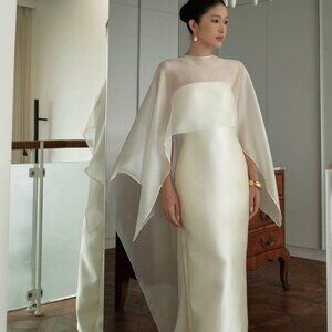 Women's White and Cream Dress